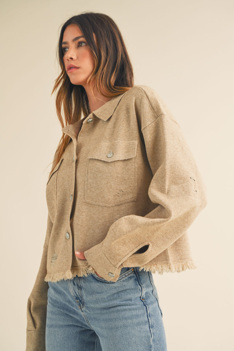 FIORELLA FRINGED OVERSIZE SWEATER JACKET