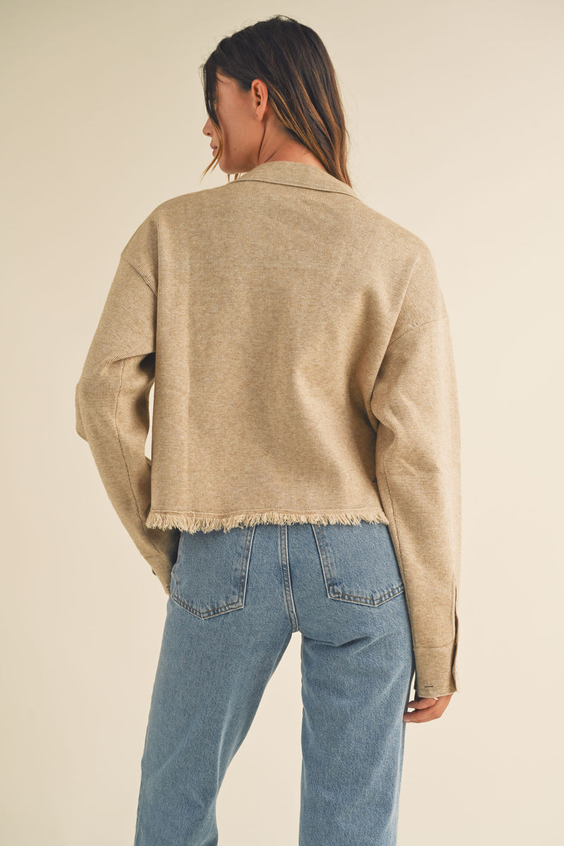 FIORELLA FRINGED OVERSIZE SWEATER JACKET