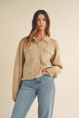 FIORELLA FRINGED OVERSIZE SWEATER JACKET