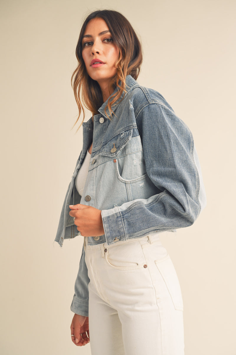 CLOMA COLOR BLOCK DENIM JACKET