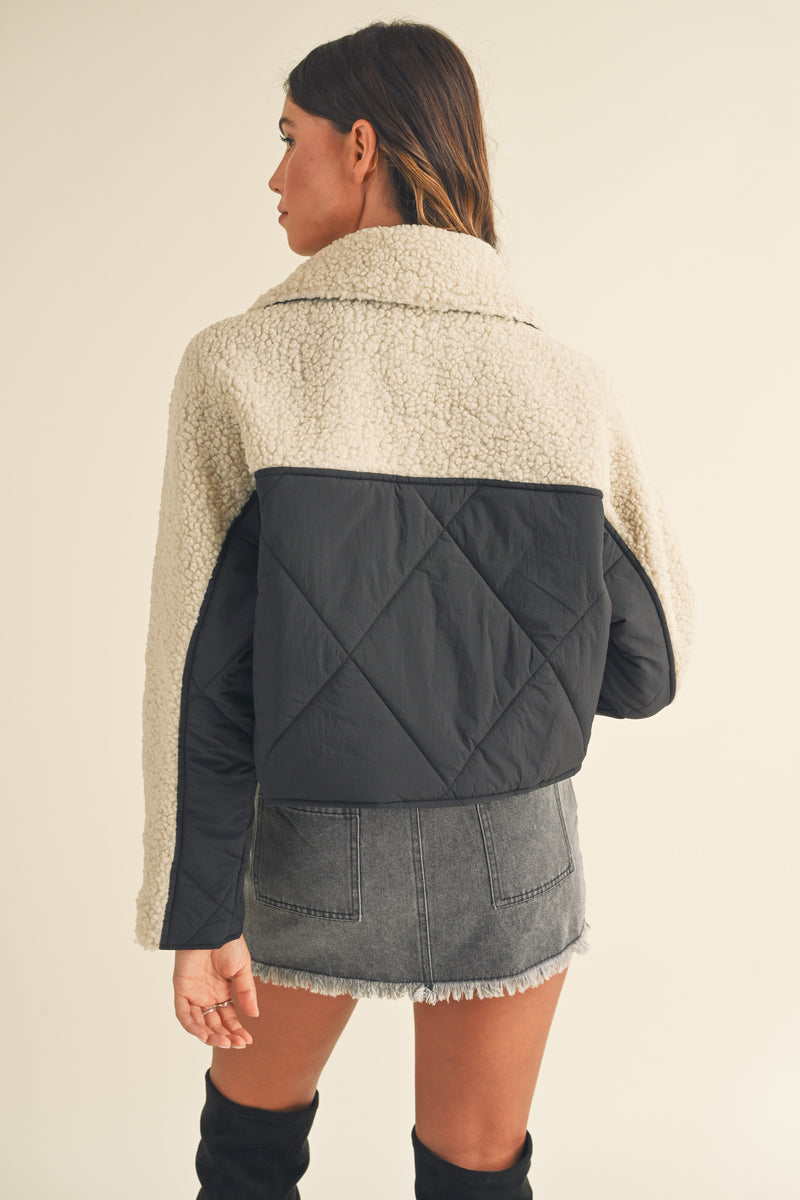 IRIA QUILTED FLUFFY SHEARLING JACKET