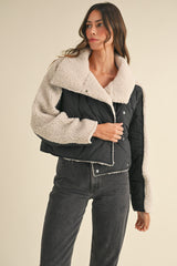 IRIA QUILTED FLUFFY SHEARLING JACKET