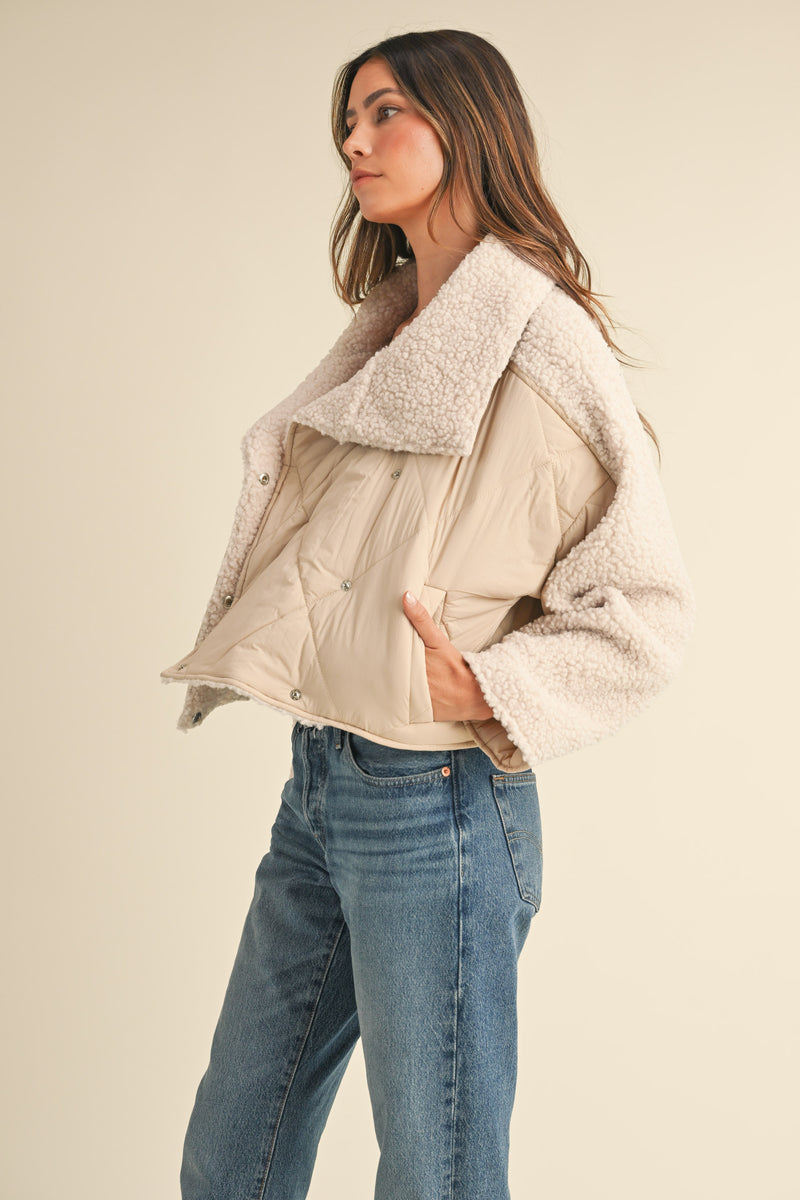 IRIA QUILTED FLUFFY SHEARLING JACKET