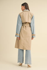 YARIEL LAYERED LOOK TRENCH COAT WITH DENIM JACKET