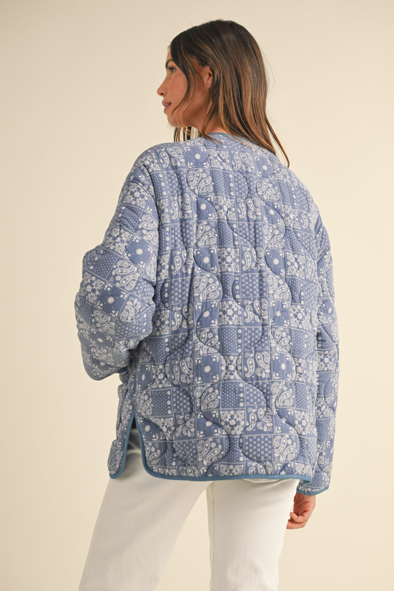 NERYS DENIM QUILT JACKET WITH POCKETS