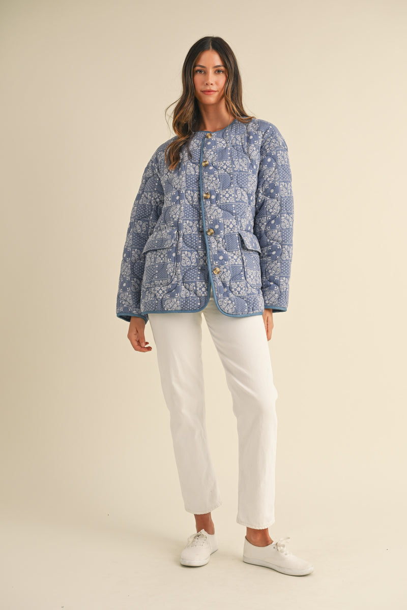 NERYS DENIM QUILT JACKET WITH POCKETS