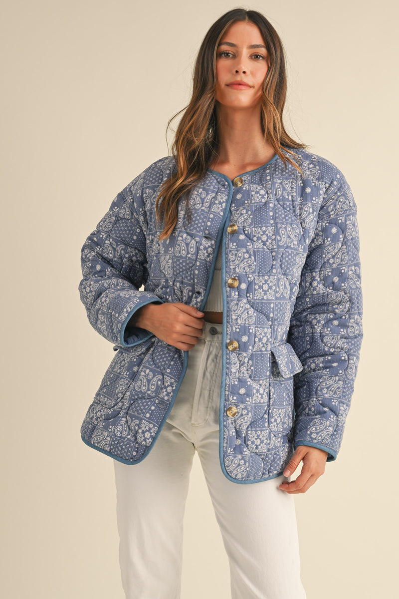 NERYS DENIM QUILT JACKET WITH POCKETS