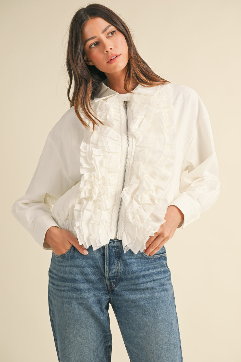 MERYL CRINKLE BOMBER JACKET