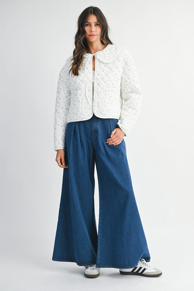 VIVIENNE FLORAL PRINTED CORDUROY QUILTED JACKET