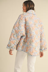 CLAIRISSA PATCHWORK FEELING FLORAL PRINT QUILTED JACKET