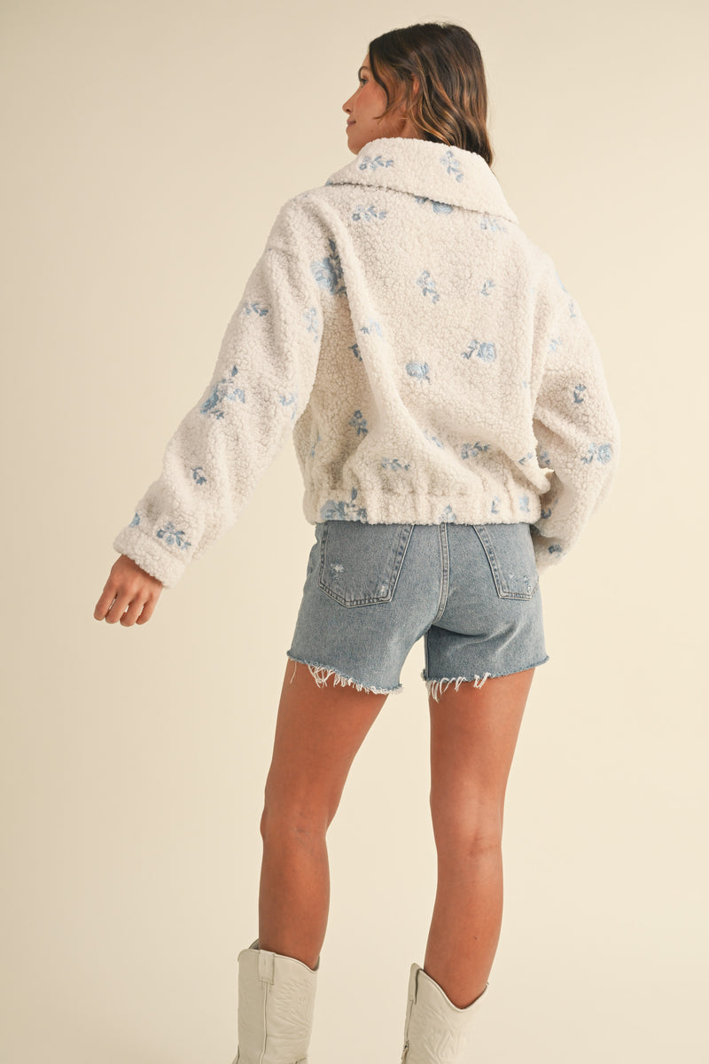 SERAPHINA FLORAL EMBROIDERED TEDDY JACKET