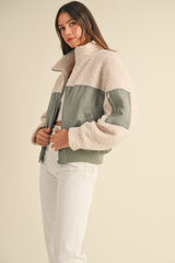 PELAGIA SHEARLING CONTRAST BOMBER JACKET