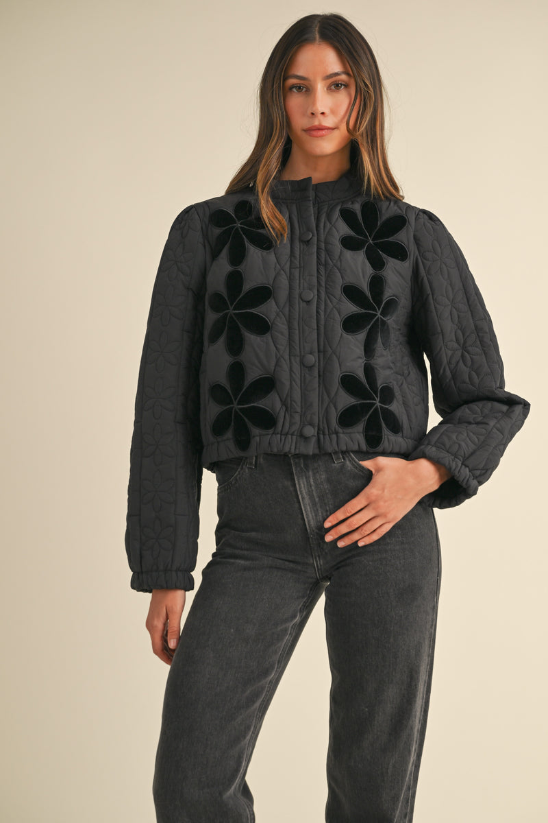 ALIANNA QUILTED PATCH EMBROIDERY JACKET