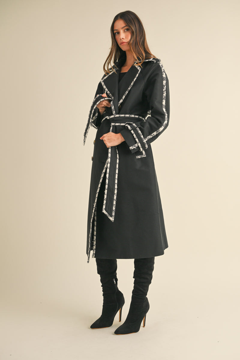 BRONWYN TWEED TRIM TRENCH COAT