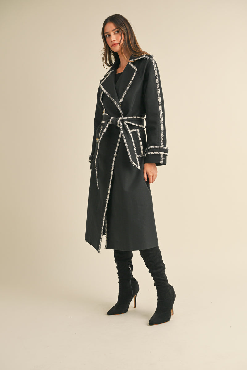 BRONWYN TWEED TRIM TRENCH COAT