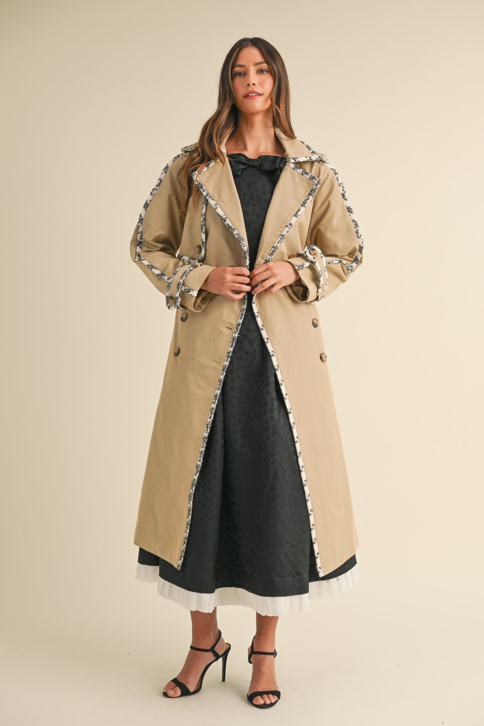 BRONWYN TWEED TRIM TRENCH COAT – Mable Clothing