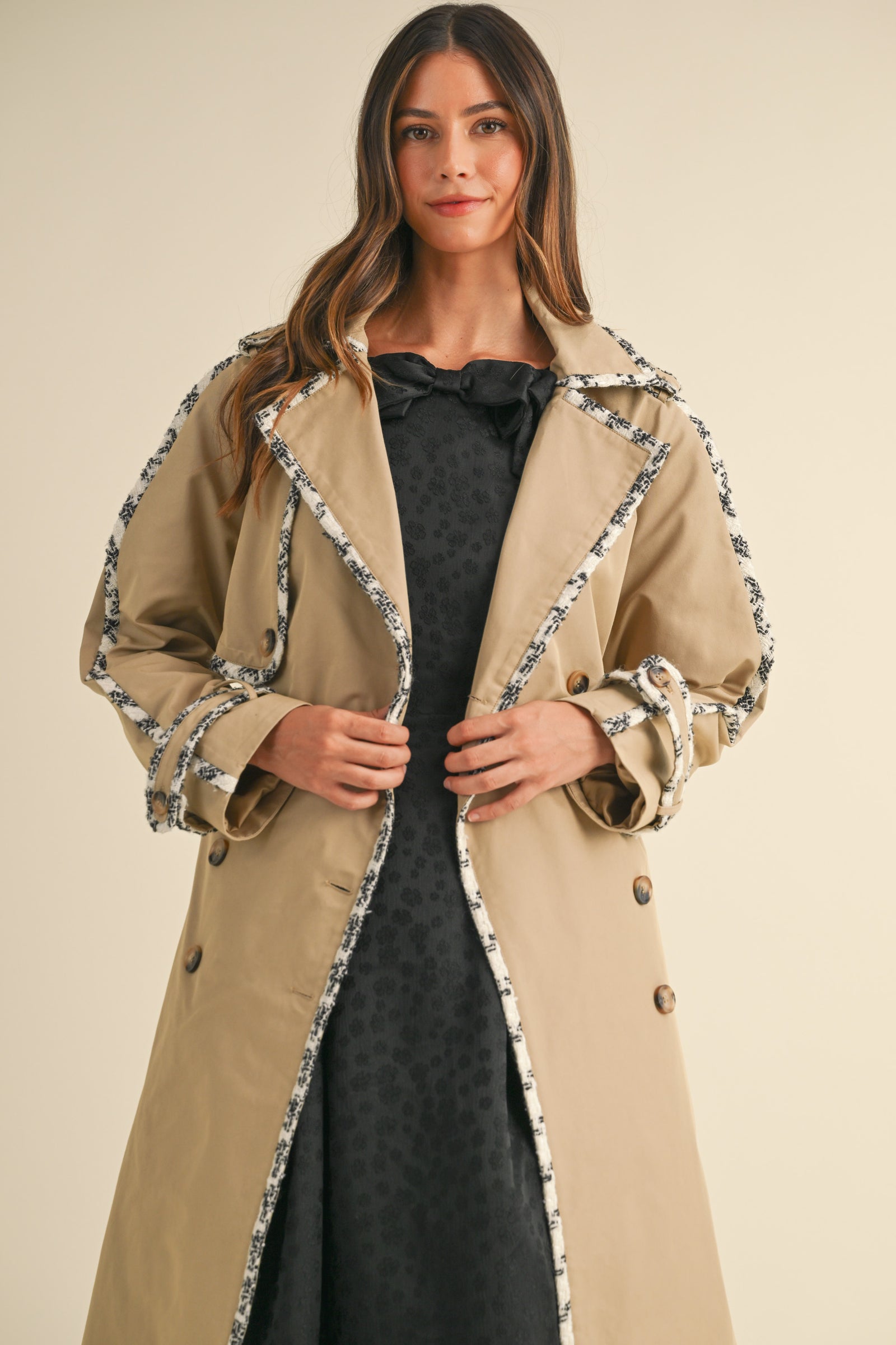 BRONWYN TWEED TRIM TRENCH COAT – Mable Clothing