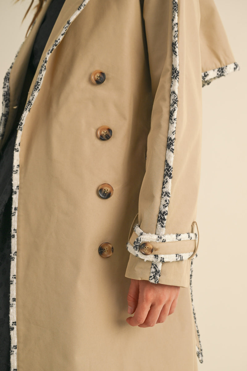 BRONWYN TWEED TRIM TRENCH COAT