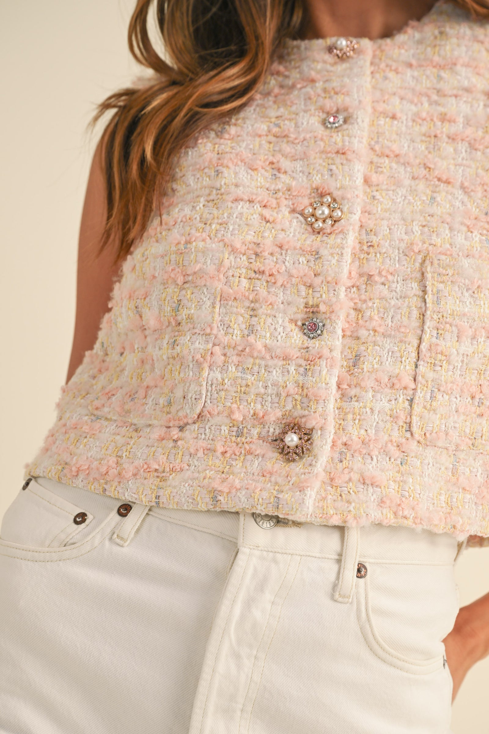SERAPHINE TWEED BUTTON FRONT VEST – Mable Clothing