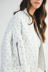 BOW PRINTED OVERSIZED BOMBER JACKET