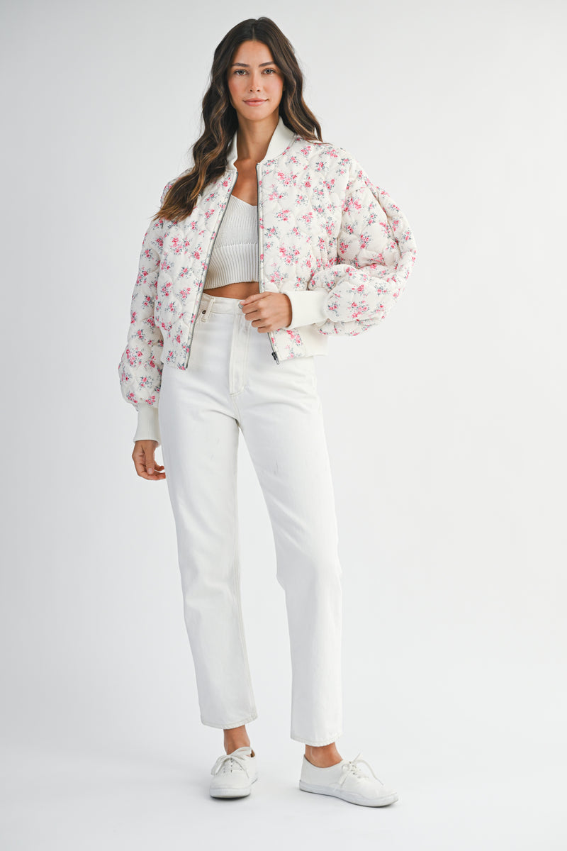 ALANI FLORAL PRINTED OVERSIZED BOMBER JACKET