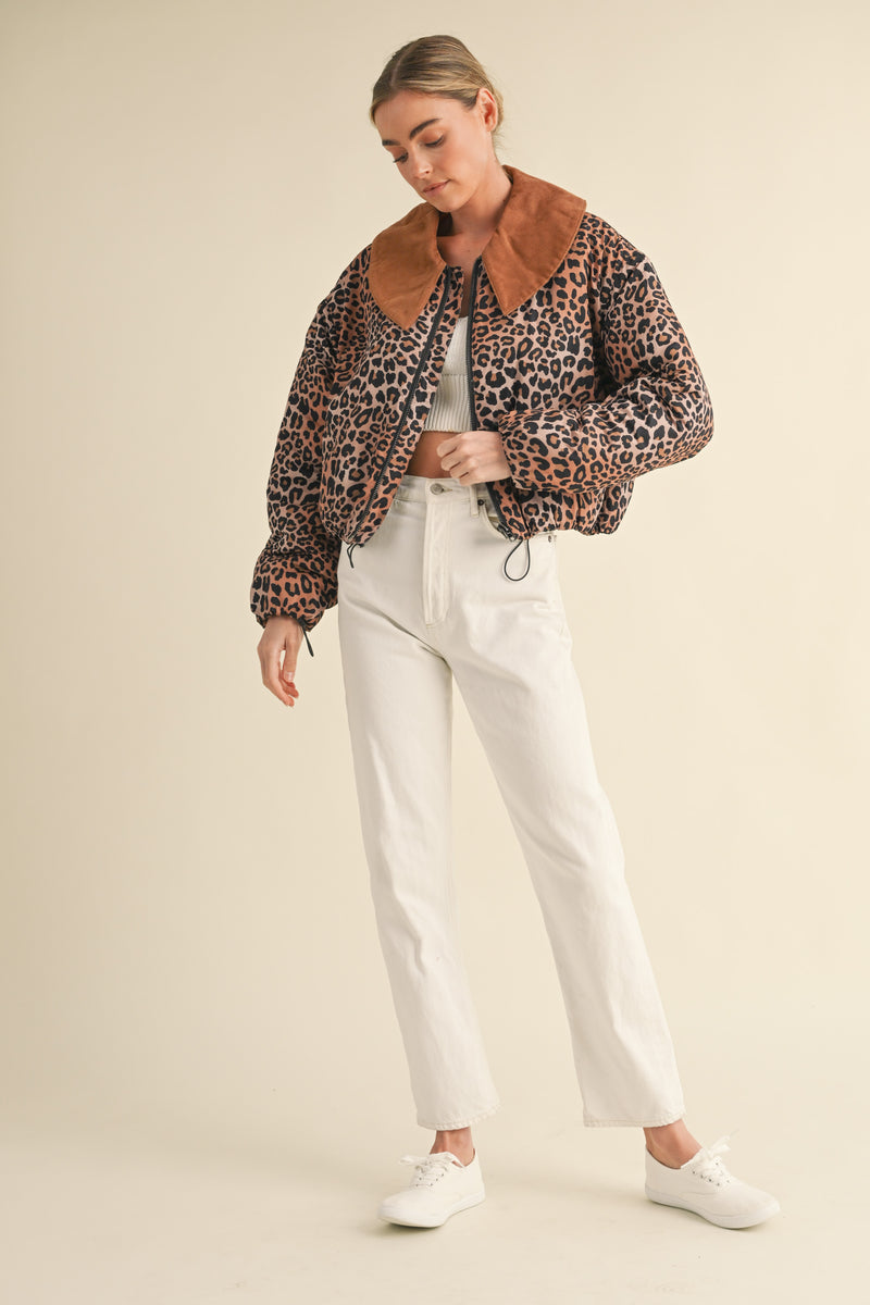 HANNELORE LEOPARD PRINTED PADED JACKET