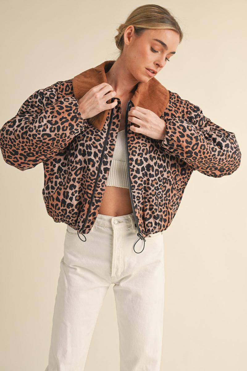 HANNELORE LEOPARD PRINTED PADED JACKET