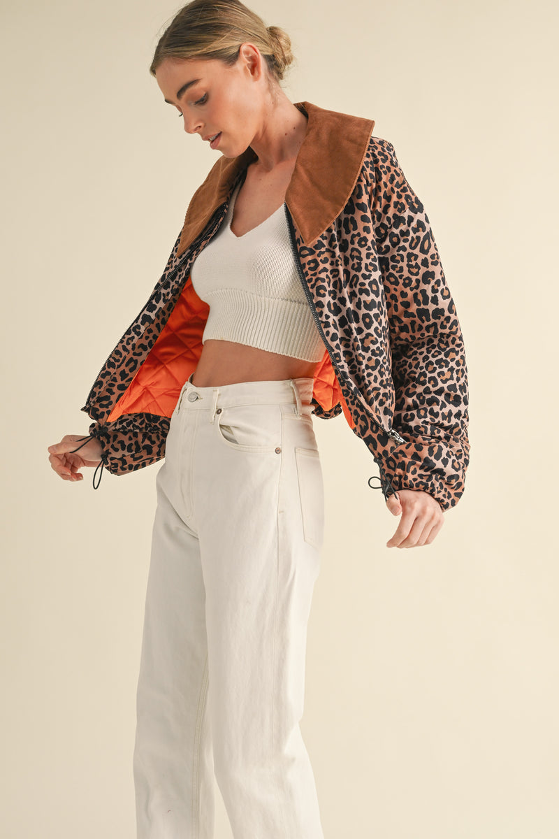 HANNELORE LEOPARD PRINTED PADED JACKET