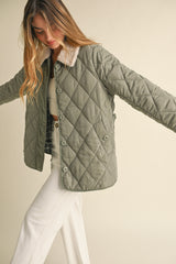 FIANNA SHEARLING COLLAR QUILTED JACKET