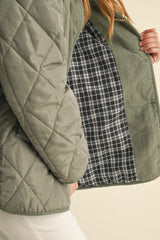 FIANNA SHEARLING COLLAR QUILTED JACKET