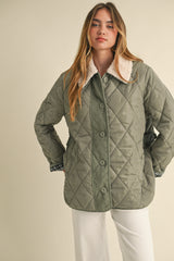 FIANNA SHEARLING COLLAR QUILTED JACKET