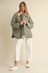 FIANNA SHEARLING COLLAR QUILTED JACKET