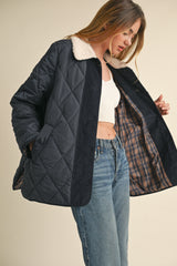 FIANNA SHEARLING COLLAR QUILTED JACKET