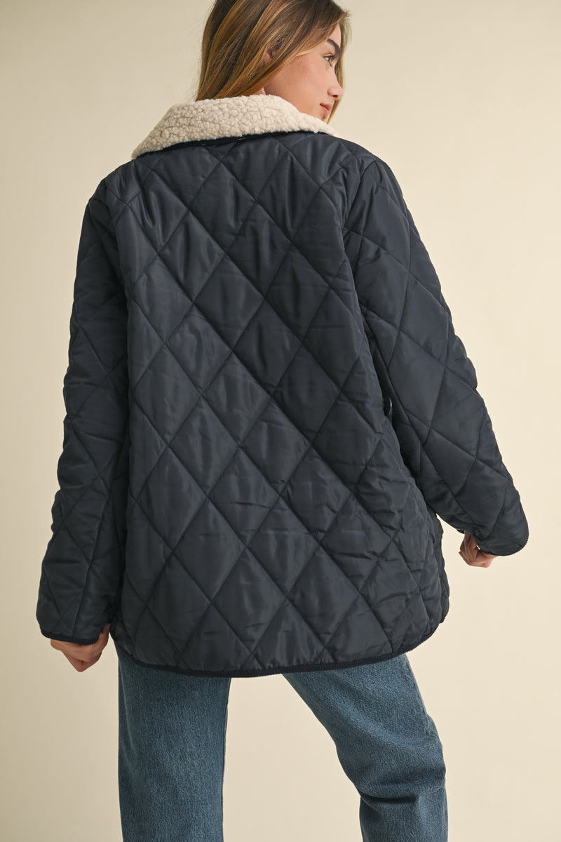 FIANNA SHEARLING COLLAR QUILTED JACKET