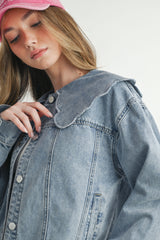GRETA SCALLOPED COLLAR DENIM JACKET