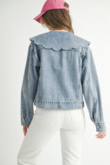 GRETA SCALLOPED COLLAR DENIM JACKET