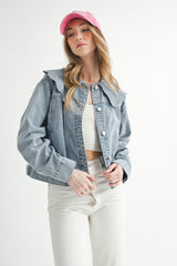 GRETA SCALLOPED COLLAR DENIM JACKET