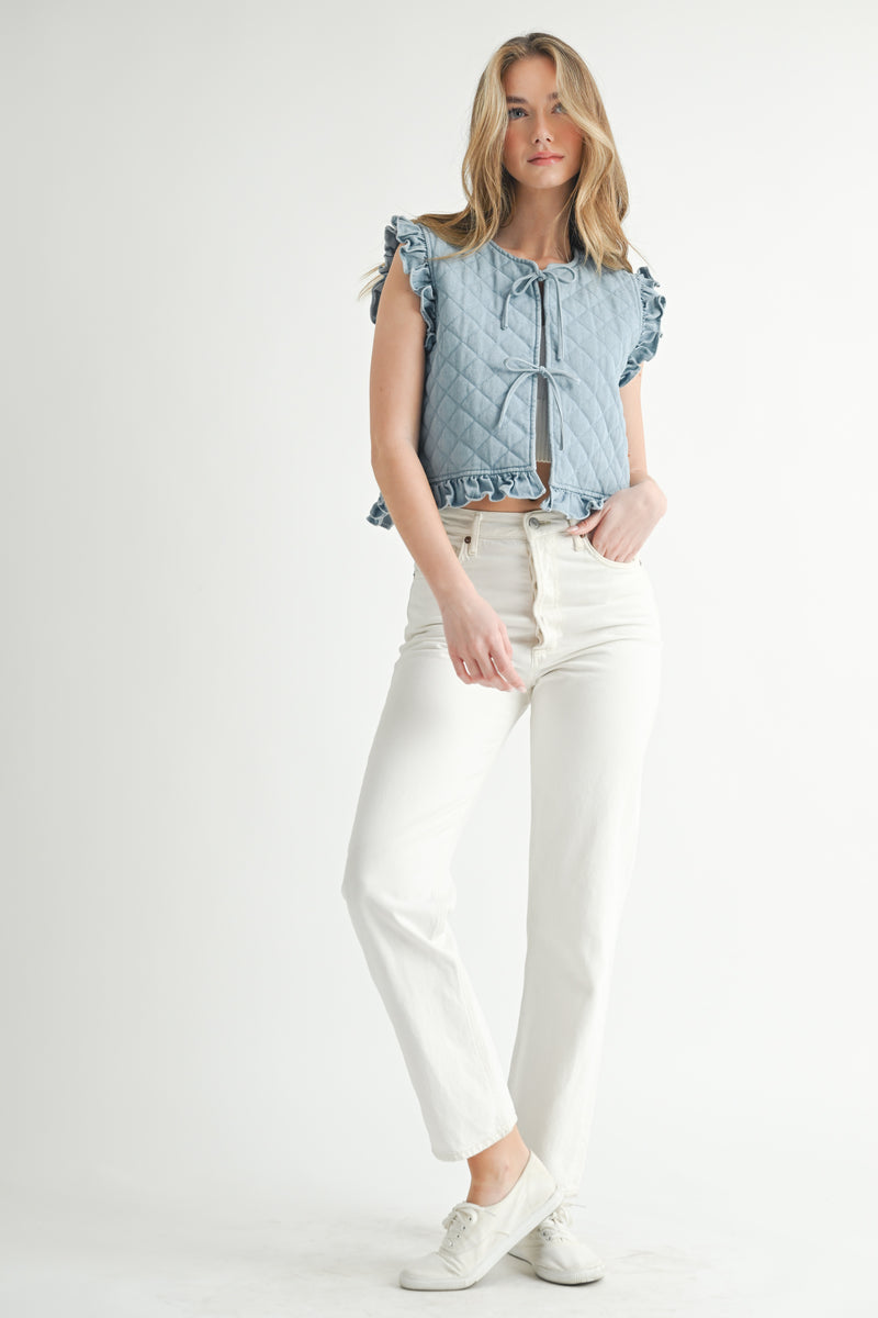 SAPPHINE DENIM PUFFER VEST