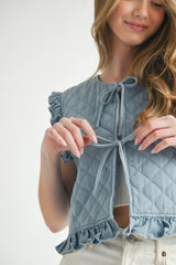 SAPPHINE DENIM PUFFER VEST