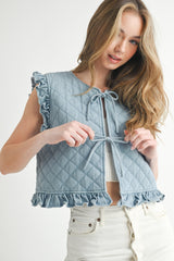 SAPPHINE DENIM PUFFER VEST