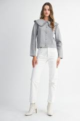 REYNILDE RUFFLE COLLAR KNIT JACKET
