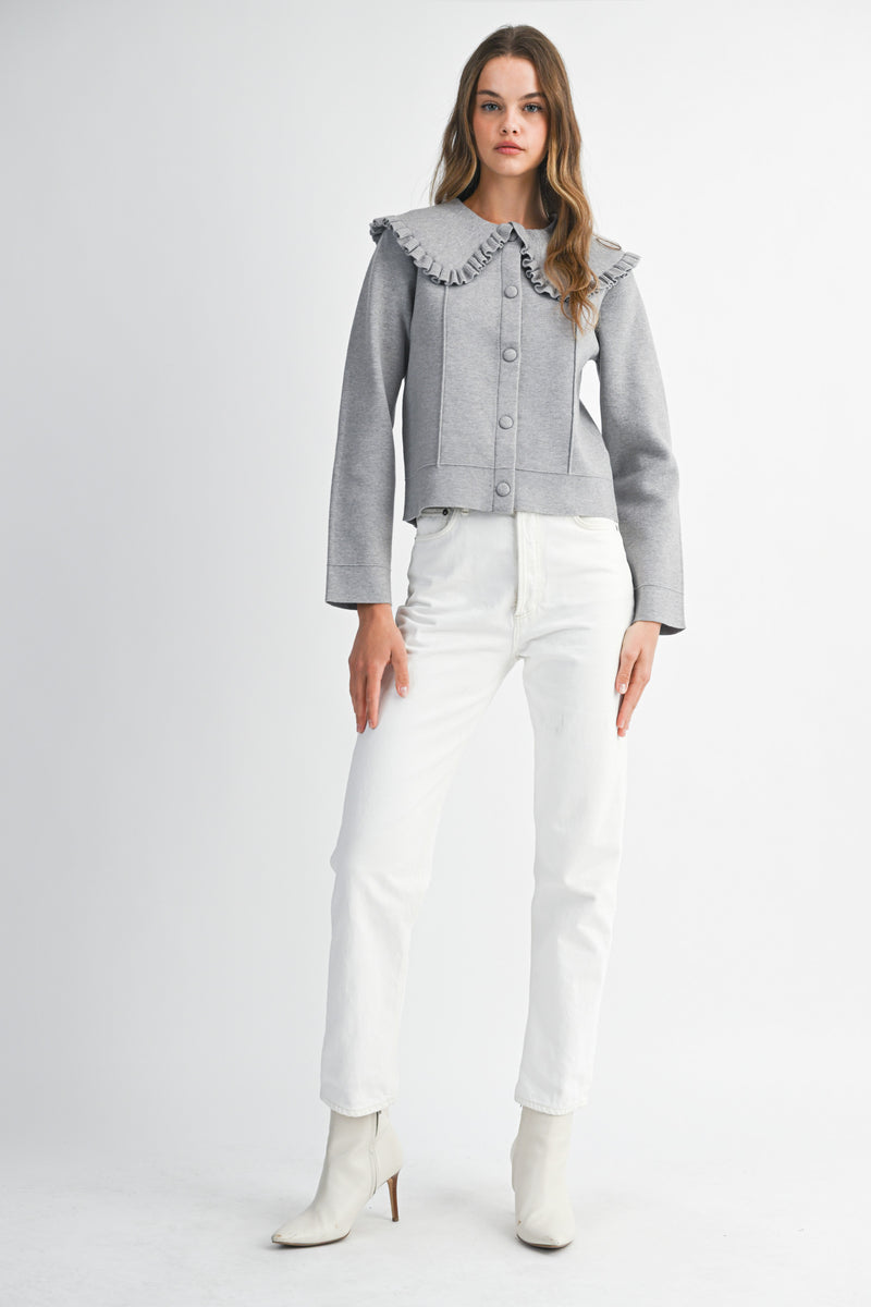 REYNILDE RUFFLE COLLAR KNIT JACKET
