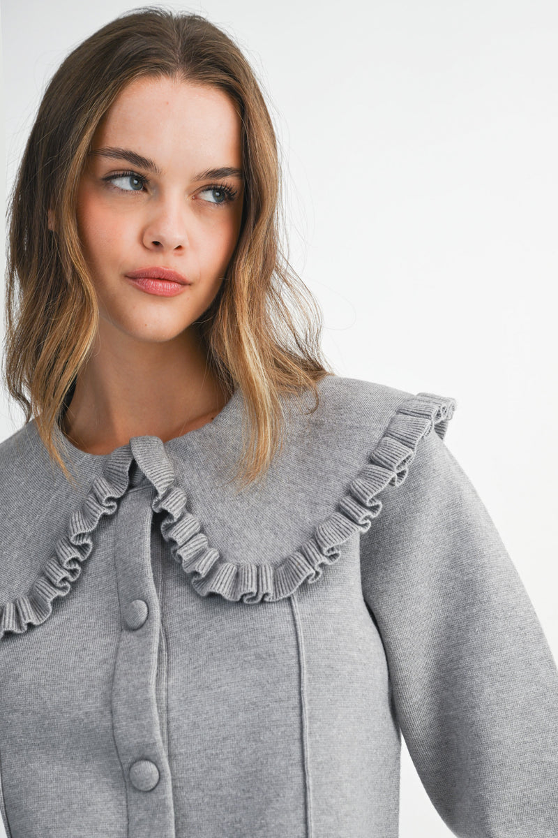 REYNILDE RUFFLE COLLAR KNIT JACKET