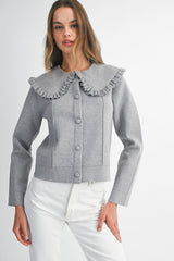 REYNILDE RUFFLE COLLAR KNIT JACKET