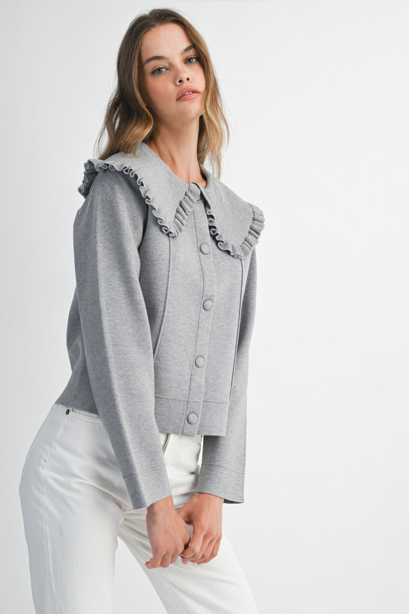 REYNILDE RUFFLE COLLAR KNIT JACKET