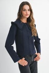 REYNILDE RUFFLE COLLAR KNIT JACKET