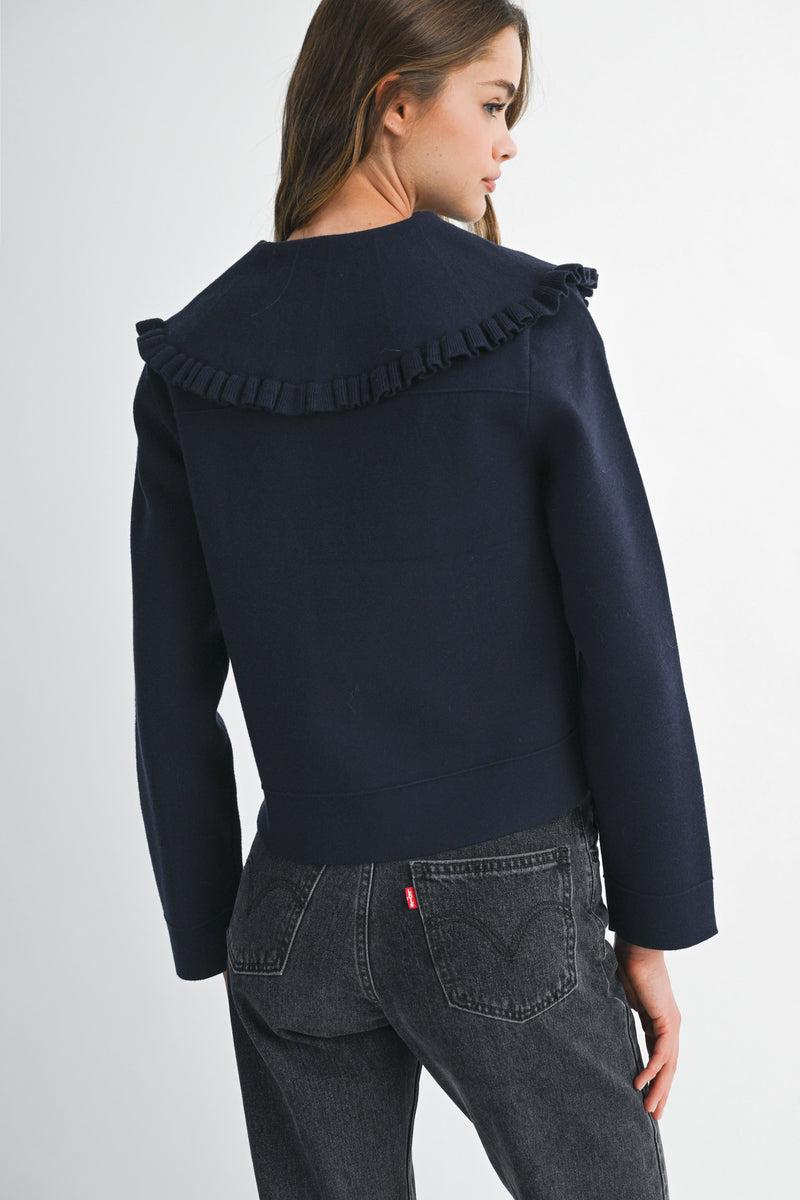 REYNILDE RUFFLE COLLAR KNIT JACKET
