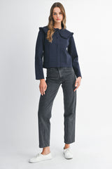 REYNILDE RUFFLE COLLAR KNIT JACKET