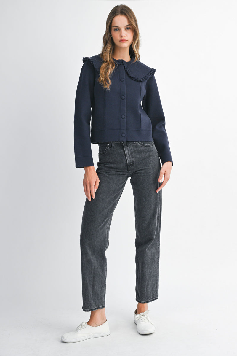 REYNILDE RUFFLE COLLAR KNIT JACKET