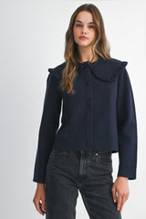 REYNILDE RUFFLE COLLAR KNIT JACKET